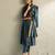 Teal blue printed cotton kurta set
