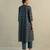 Teal blue printed cotton kurta set