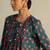 Teal blue printed cotton kurta set