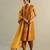 Mustard yellow printed chanderi cotton kurta set