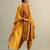 Mustard yellow printed chanderi cotton kurta set