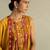 Mustard yellow printed chanderi cotton kurta set