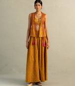 Mustard yellow printed cotton co ord set