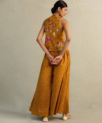 Mustard yellow printed cotton co ord set 5