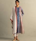 Blue printed cotton kurta set