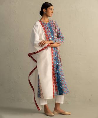 Blue printed cotton kurta set 2