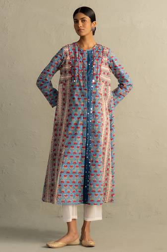 Blue Placket Kurta Set