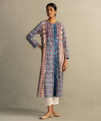 Blue Placket Kurta Set 2