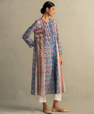 Blue Placket Kurta Set 3