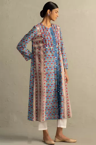 Blue Placket Kurta Set