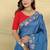 Blue Color Embroidery And Floral,Bird Parttern Work Silk Saree