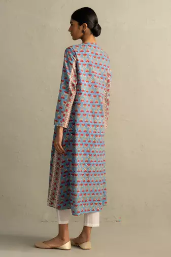Blue Placket Kurta Set