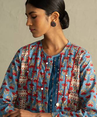 Blue Placket Kurta Set 5