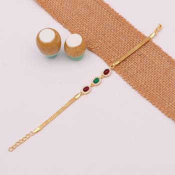 multicolor brass metal bracelet with stone design 2