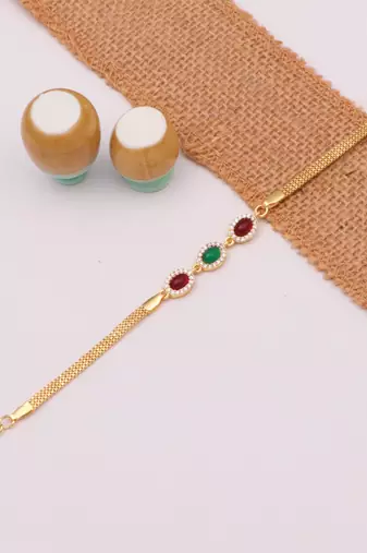 multicolor brass metal bracelet with stone design