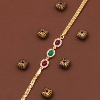 multicolor brass metal bracelet with stone design 3