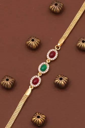 multicolor brass metal bracelet with stone design