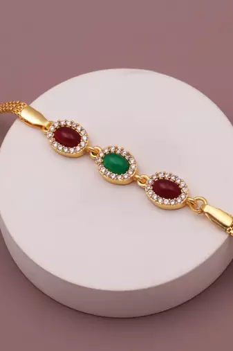 multicolor brass metal bracelet with stone design