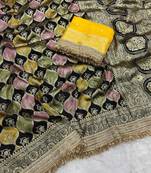 Black Color Zari Weaving Work  Satin Silk Saree