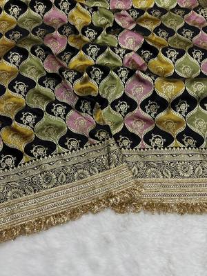 black satin silk saree with zari weaving work 2