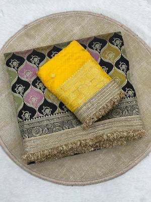 black satin silk saree with zari weaving work 4