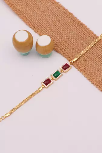 multicolor brass bracelet with american diamonds work
