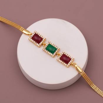 multicolor brass bracelet with american diamonds work 4