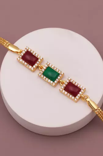 multicolor brass bracelet with american diamonds work