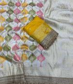 White Color Zari Weaving Work  Satin Silk Saree
