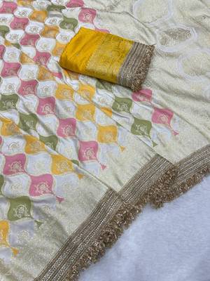 white satin silk saree with zari weaving jaipuri border 3