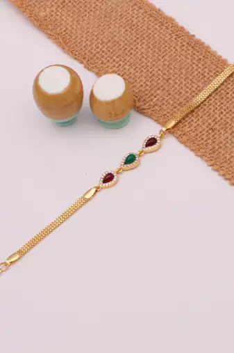 multicolor brass bracelet with american diamond stone work