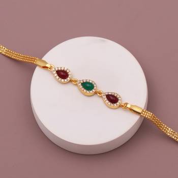 multicolor brass bracelet with american diamond stone work 4