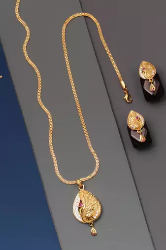 gold-plated pendant with traditional stone work