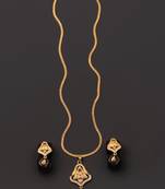 Traditional  gold plated diamond pendent with earring