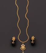 Traditional  gold plated diamond pendent with earring