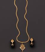 Traditional  gold plated diamond pendent with earring