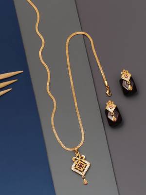gold-plated pendant set with traditional stone work 4
