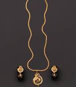 Traditional  gold plated diamond pendent with earring