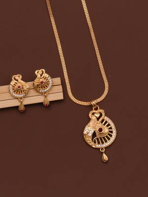 gold-plated pendant set with diamond work 2