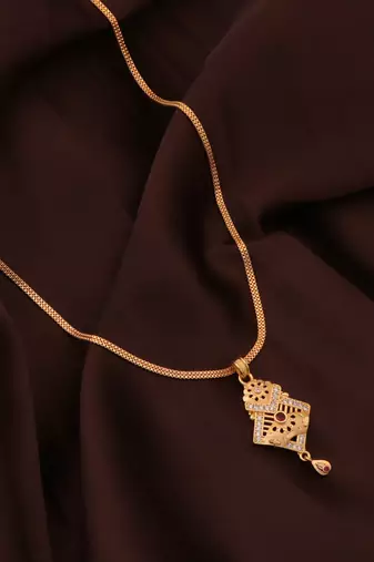 Traditional  gold plated diamond pendent with earring