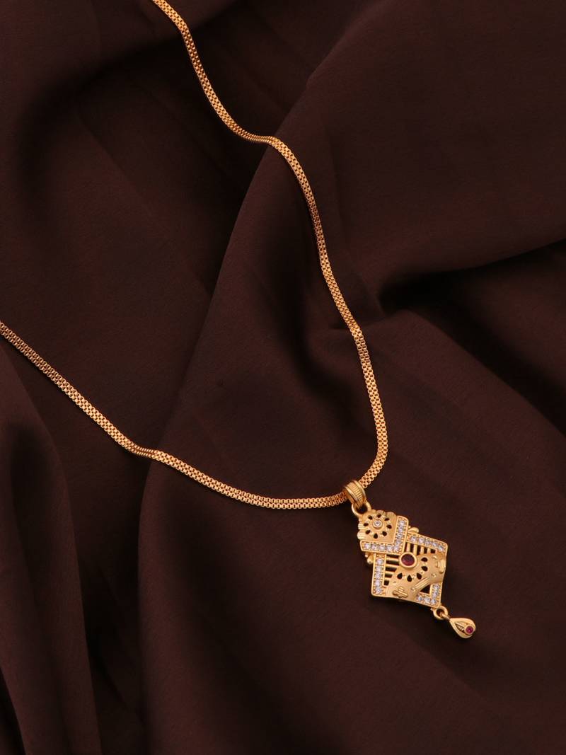 Traditional  gold plated diamond pendent with earring