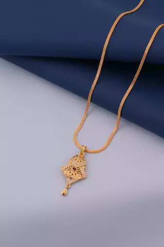 gold brass jewelry pendant with ad stone work design