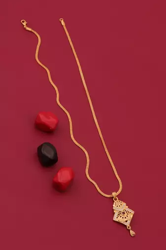 gold brass jewelry pendant with ad stone work design