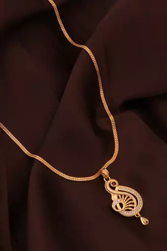 Traditional  gold plated diamond pendent with earring