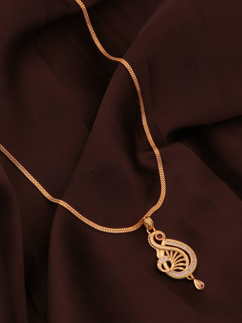 Traditional  gold plated diamond pendent with earring