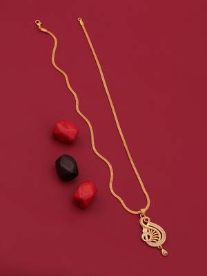 gold brass pendant set with american diamond work design 4