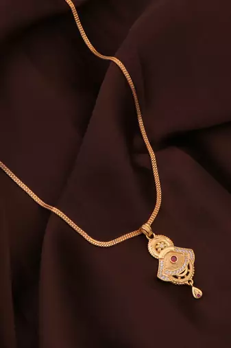 Traditional  gold plated diamond pendent with earring