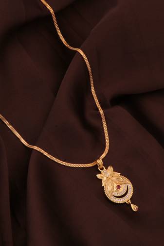 Traditional  gold plated diamond pendent with earring