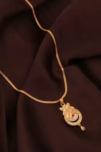 Traditional  gold plated diamond pendent with earring