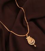 Traditional  gold plated diamond pendent with earring